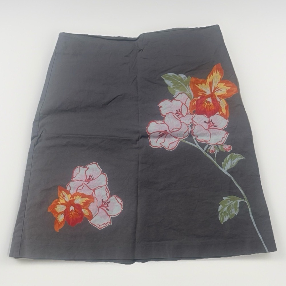 Esprit Floral Gray Women's Skirt Size 5/6 small Pencil Side Zip Cotton Tropical